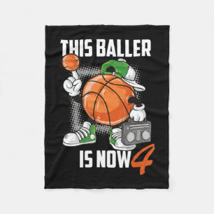 Vierde verjaardag Basketball Player Funny 4 jaar o Fleece Deken