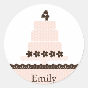 Vierde verjaardag Cupcake Topper/Sticker Ronde Sticker