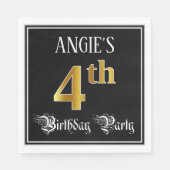 Vierde verjaardag — Fancy script, Faux Gold look Servet (Voorkant)