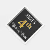 Vierde verjaardag — Fancy script, Faux Gold look Servet (Hoek)