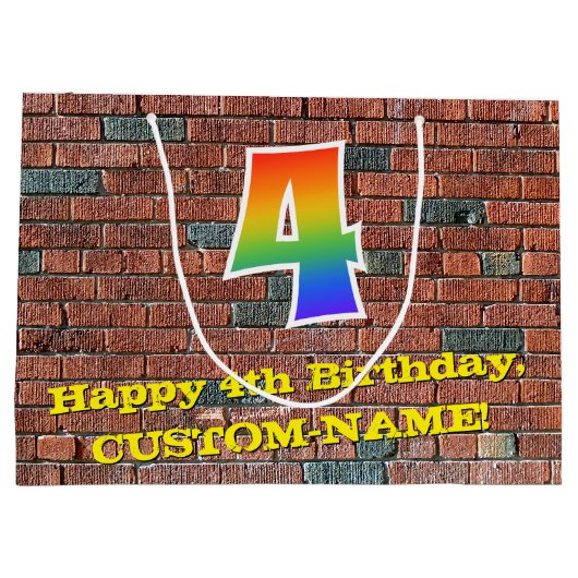 Vierde verjaardag: Fun, door graffiti geïnspireerd Groot Cadeauzakje (Achterkant)