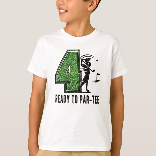 Vierde verjaardag Gift Golf Player 4 jaar oude jon T-shirt (Voorkant)