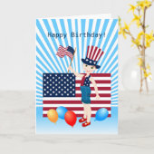 Vierde verjaardag juli met Amerikaanse vlag Kaart (Gele Bloem)