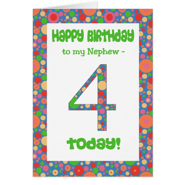 Vierde verjaardag Kaart Nephew, Helder en bubbelba (Voorkant)