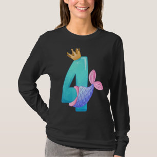 Vierde verjaardag koningin Zeemeermin 4 jaar oud M T-shirt