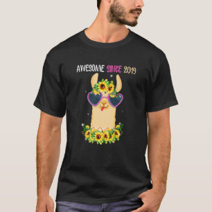Vierde verjaardag Llama Geweldige sinds 2019 4 jaa T-shirt