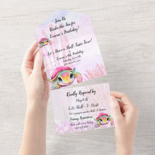 Vierde verjaardag, onder het Zee All In One Uitnodiging