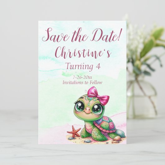 Vierde verjaardag, onder het Zee Save The Date (Staand voorkant)