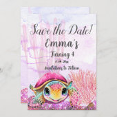 Vierde verjaardag, onder het Zee Save The Date (Voorkant / Achterkant)