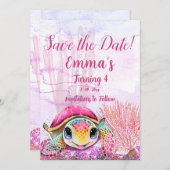 Vierde verjaardag, onder het Zee Save The Date (Voorkant / Achterkant)