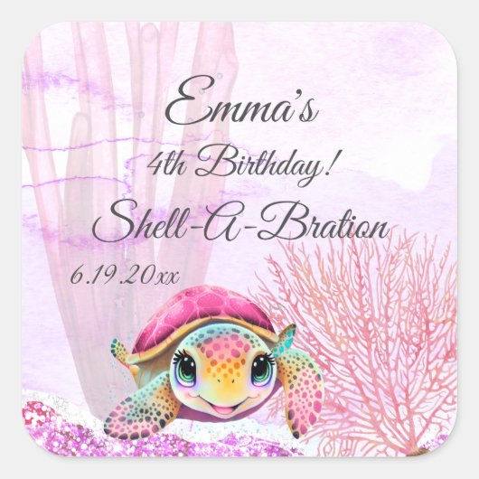 Vierde verjaardag, onder het Zee Vierkante Sticker (Voorkant)