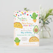 Vierde verjaardag themauitnodiging voor Taco - vie Kaart (Staand voorkant)