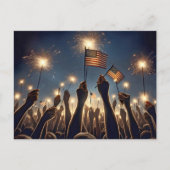 Vierde verjaardag van de feestdag van juli briefkaart (Voorkant)