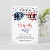 Vierde verjaardag van de feestdag van juli kaart (Staand voorkant)