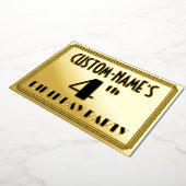 Vierde verjaardag van de geboorte — Art Deco Kijk Folie Uitnodiging (Gedraaid)