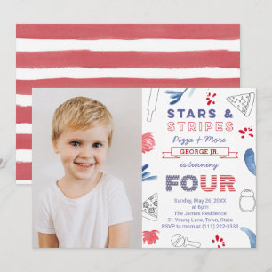 Vierde verjaardag van de Stars en Stripes Pizza Kaart