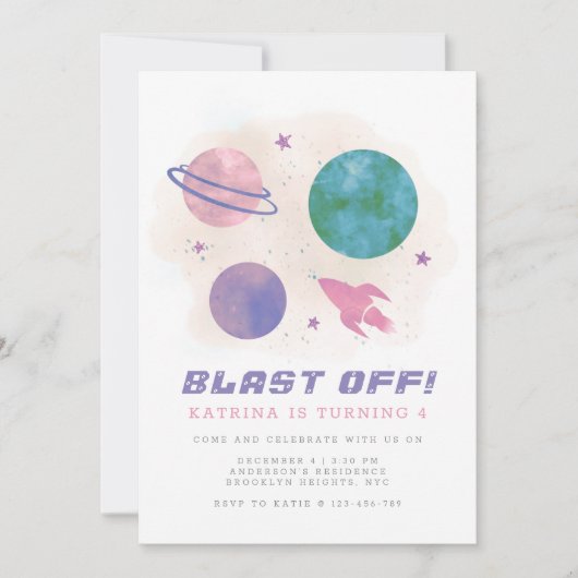 Vierde verjaardag van het Girly Buitspace Galaxy P Kaart (Voorkant)