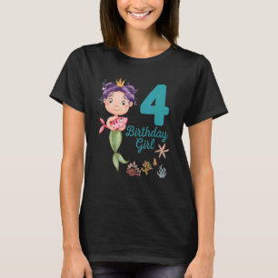 Vierde verjaardag van het meisje van vier jaar oud t-shirt