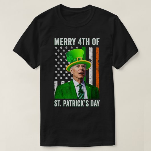 Vierde verjaardag van Joe Biden Leprechau van St.  T-shirt (Design voorkant)