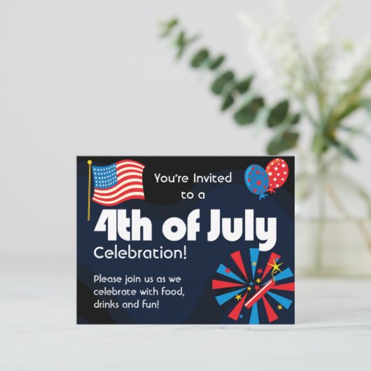 Vierde verjaardag van uitnodiging van juli (Staand voorkant)