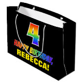 Vierde verjaardag: Vet, Vun, Eenvoudig, Regenboog  Groot Cadeauzakje (Achterkant Gekanteld)