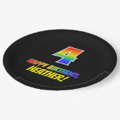 Vierde verjaardag: Vet, Vun, Eenvoudig, Regenboog Papieren Bordje (Gekanteld)