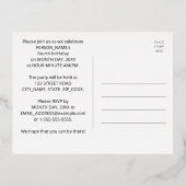Vierde verjaardag: Vette, kleurrijke Fireworks-loo Folie Uitnodiging Briefkaart (Achterkant)