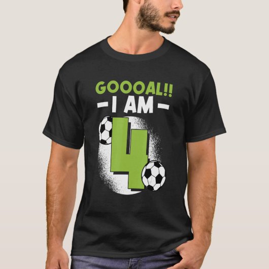 Vierde verjaardag Voetbal Voetbal Vierde jaar T-shirt (Voorkant)