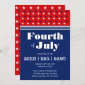 Vierde viering van juli BBQ|Red White Blue Inv Kaart (Voorkant / Achterkant)