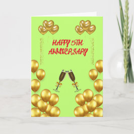 Vieren 5e bruiloft Jubileum Liefde en vreugde Bedankkaart