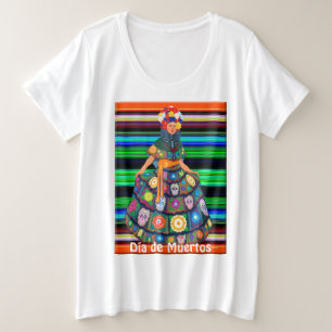 Vieren de levendige geest van Día de Muertos Grote Maat T-shirt