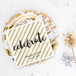 vieren   Faux Gold Stripe Wedding Jubileum Servetten