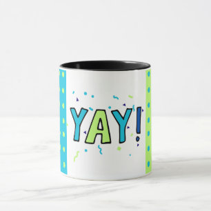 Vieren I Yay I Dankbaar - Stippen Blauw Groen Mok