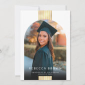 Vieren in zwart en goud: Modern Photo Afstuderen Kaart (Achterkant)