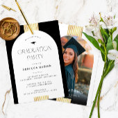 Vieren in zwart en goud: Modern Photo Afstuderen Kaart