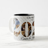 Vieren Liefde Bruiloft Jubileum Fotocollage Tweekleurige Koffiemok (Voorkant links)