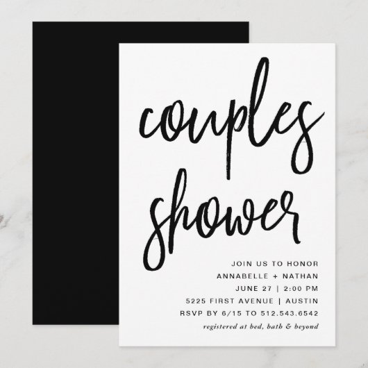 vieren | Moderne typografie-koppels — Shower Kaart (Voorkant / Achterkant)