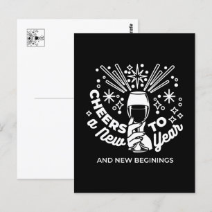 Vieren Nieuwe Beginningen Wijnglas Illustratie 2 Briefkaart
