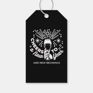 Vieren Nieuwe Beginningen Wijnglas Illustratie 2 Cadeaulabel