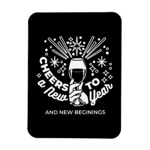 Vieren Nieuwe Beginningen Wijnglas Illustratie 2 Magneet