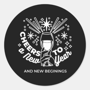 Vieren Nieuwe Beginningen Wijnglas Illustratie Ronde Sticker