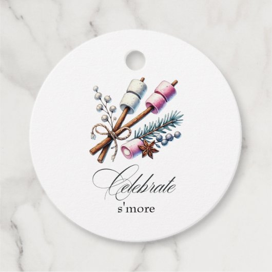 Vieren S'more Custom Camp Bruid Bachelorette Bedankjes Labels (Voorkant)