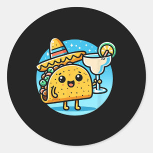 Vieren Taco Margarita Feestelijke Mexicaanse Food Ronde Sticker
