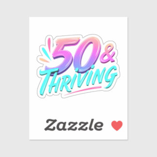 Vieren van de 50ste en bloeiende verjaardag sticker