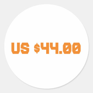 Vierenveertig dollar ronde sticker