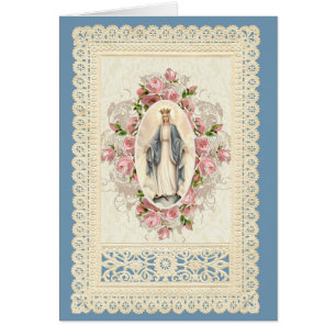 Vierge catholique Marie Religieux Floral Dentelle