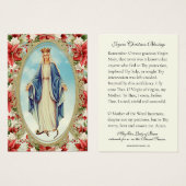 Vierge de Noël Marie Mémoire Prière Poinsettia (Devant & derrière)