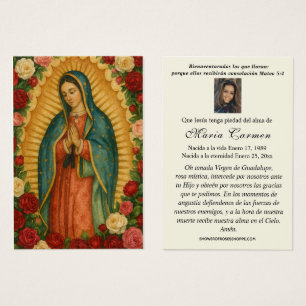 Vierge du Mexique Guadalupe Prière funéraire espag