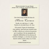 Vierge du Mexique Prière funéraire espagnole de Gu (Dos)