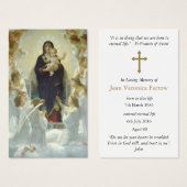 Vierge funéraire avec Anges Prière Cartes de Sympa (Devant & derrière)